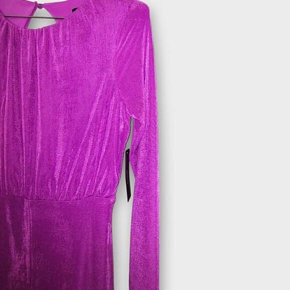 Lulus Womens Dress Sz Medium Maxi Purple Jersey Backless Long Sleeves Retro 20s‎ - Picture 6 of 16